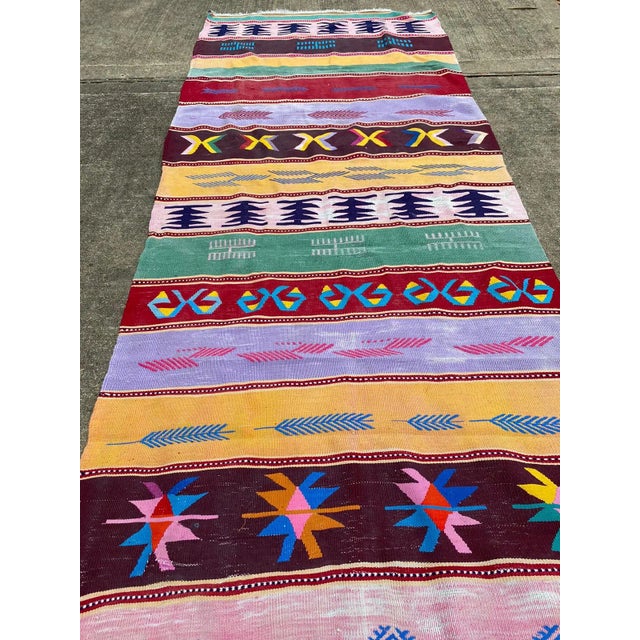 Vintage Nomadic Boho Turkish Fertility Pattern Kilim Rug For Sale - Image 4 of 13