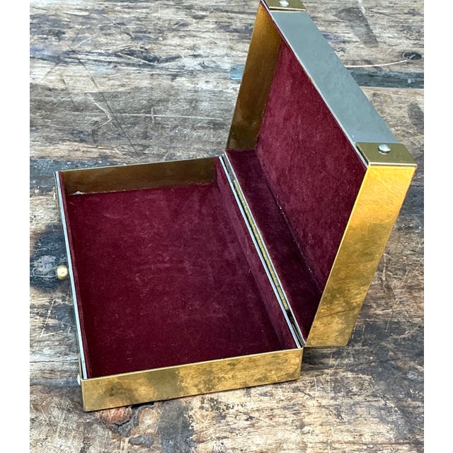 Brass Vintage Checkerboard Brass Small Box For Sale - Image 8 of 12