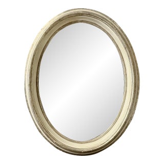 Vintage Neoclassical Oval Wall Mirror W/ Silver Leaf For Sale