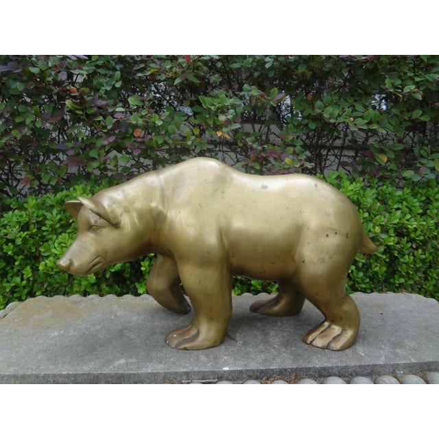Hollywood Regency Large Brass Bear Sculpture For Sale - Image 3 of 10