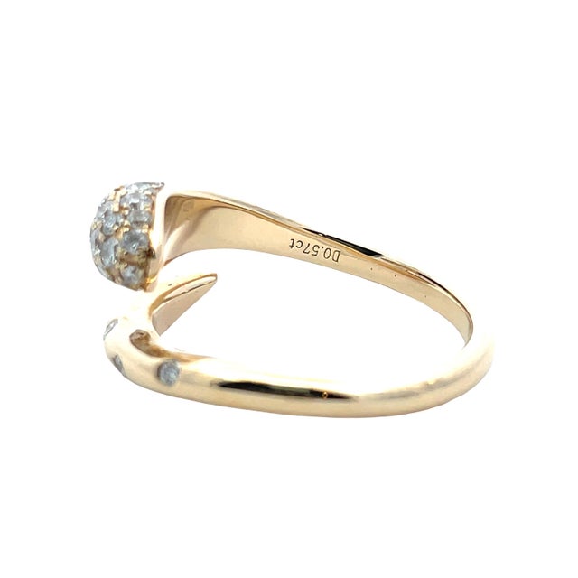 14k Yellow Gold Pave Diamond Serpent Ring With 0.57 Carat Weight of Diamond, Size 6.75 For Sale In New York - Image 6 of 8