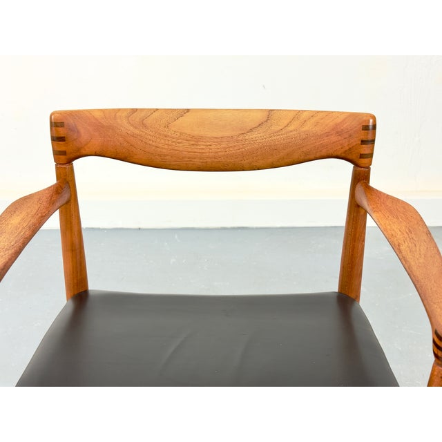 Wood Teak and Leather Armchair by H. W. Klein for Bramin, 1960s For Sale - Image 7 of 18