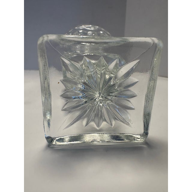 Traditional Vintage Clear Pressed Glass Wine Goblets With Square Starburst Bases - Set of 4 For Sale - Image 3 of 9