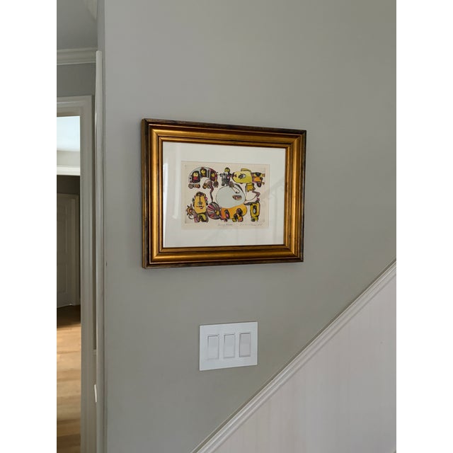 Mid-Century Modern 1970s Whimsical Modern Artwork “Funny Days” by Edelstein Signed 1978 – Framed Figurative Illustration For Sale - Image 3 of 9