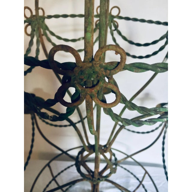 Maison Baguès 1950's Vintage French Wrought Iron 6 Light Hot Air Balloon Candle Chandelier For Sale - Image 4 of 6