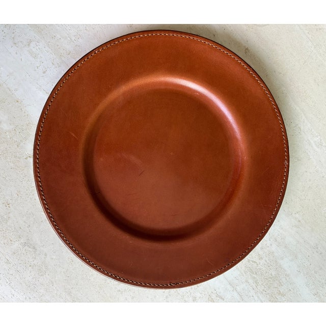 Ralph Lauren Brown Leather Plate Chargers - Set of 4 For Sale In San Diego - Image 6 of 12