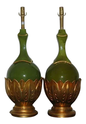 Marbro Ceramic Artichoke Lamps Green