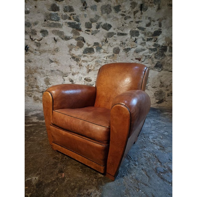 Metal Vintage Leather Club Chair, France, 1940s-1950s For Sale - Image 7 of 18