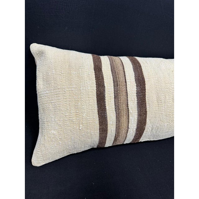 Turkish Hemp Pillow Cushion Natural Beige Brown Cushion Cover 14"x40" #30480 Enhance your home decor with our Kilim Pillow...