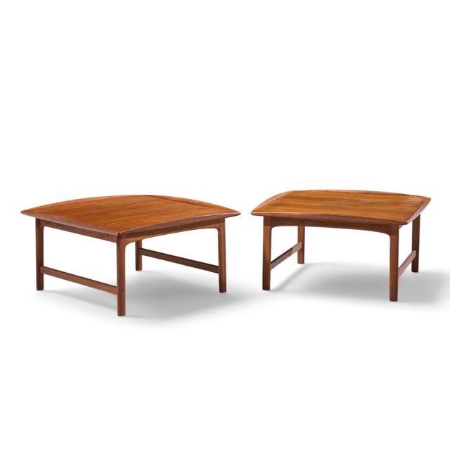 Folke Ohlsson for Dux Mid Century Swedish Teak Side End Tables - Pair Each side table measures: 32 wide x 32 deep x 17...