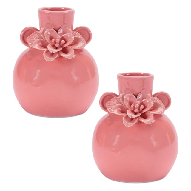 Kenneth Ludwig Chicago Storeware Bud Vase with Floral Accent (Set of 2) For Sale - Image 4 of 4