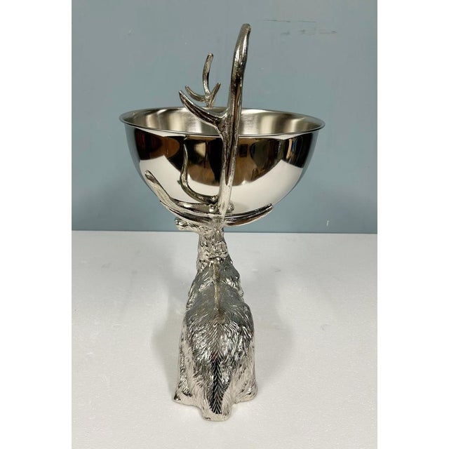 Silver Plate Stag Champagne Cooler For Sale - Image 3 of 10