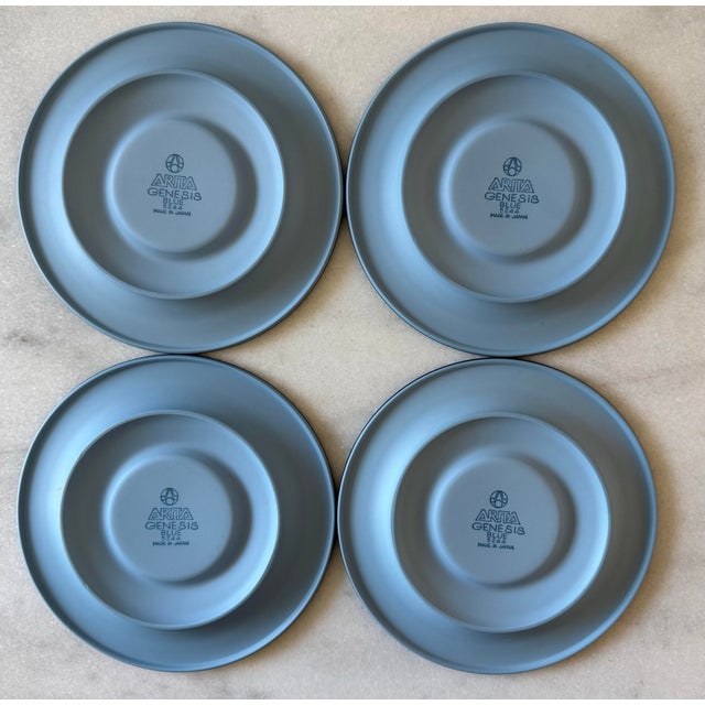 Blue Set of 4 Arita Genesis Blue Ceramic Coffee Cups and Saucers For Sale - Image 8 of 10