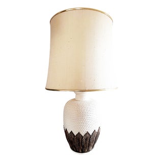 White Ceramic Lamp with Polka Dots and Floral Motifs, 1890s For Sale