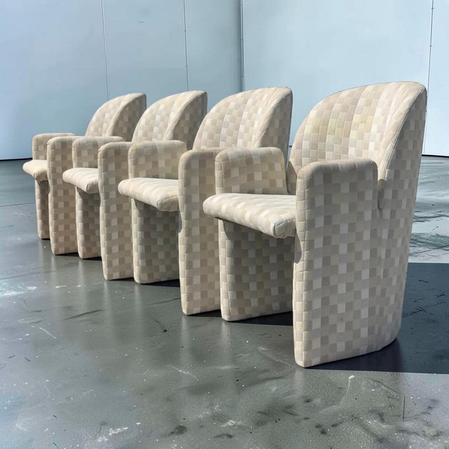 Textile Directional Sculptural Club Chairs - Set of 4 For Sale - Image 7 of 8