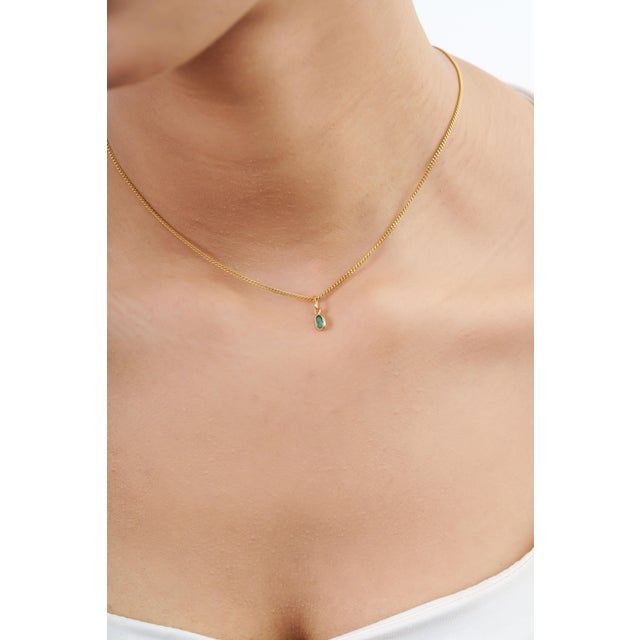 Not Yet Made - Made To Order 14k Solid Gold Contemporary Emerald Charm Pendant Gift for Birthday For Sale - Image 5 of 18