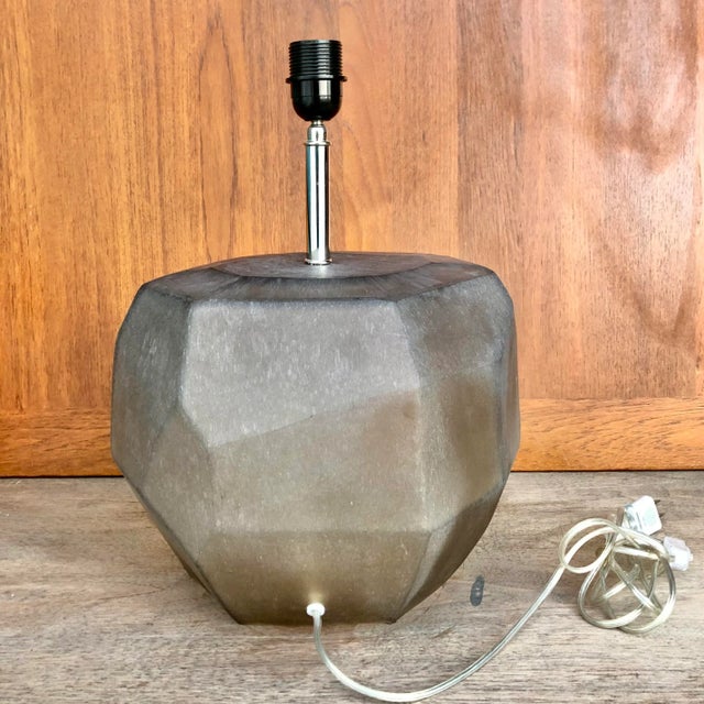 Metal Contemporary Guaxs Cubistic Round Smoke Grey Table Lamp For Sale - Image 7 of 12
