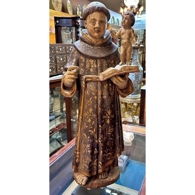 Spanish Artist, Saint Antony and Jesus, 17th Century, Wood For Sale - Image 6 of 10
