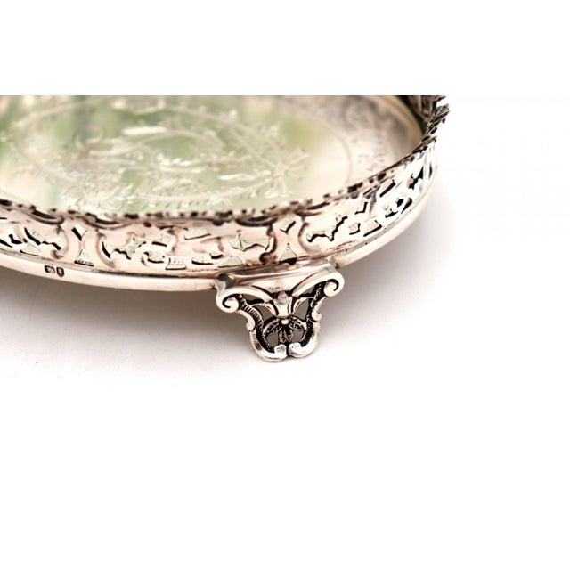 Silver Ring with Embossed Grid For Sale - Image 4 of 7