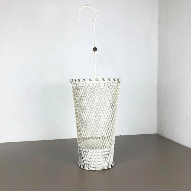 Bauhaus Mid-Century Modern French Metal Umbrella Stand in the style of Mathieu Matégot, 1960s For Sale - Image 3 of 18