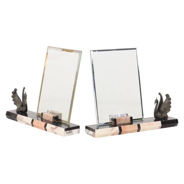 Large Art Deco Marble Photo Frames with Birds, 1930s, Set of 2 For Sale - Image 17 of 18