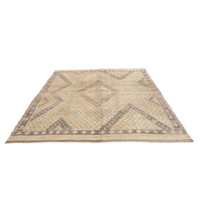 Embroidered vintage handwoven kilim rug from Denizli region of Turkey. Approximatelly 50-60 years old. In very good...