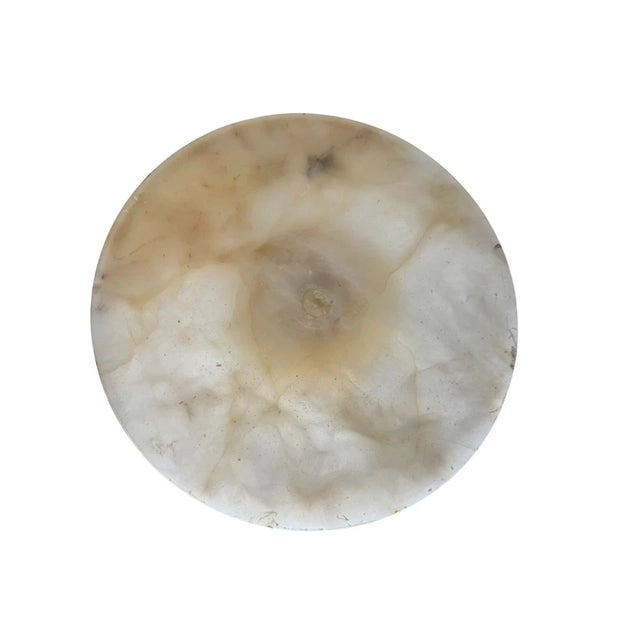 Cream 1980s Rustic Carved Alabaster Gueridon Small Occasional Table Stand For Sale - Image 8 of 15