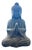 24" Distressed Black Brown Cross Legs Peaceful Hands Stone Buddha Statue For Sale