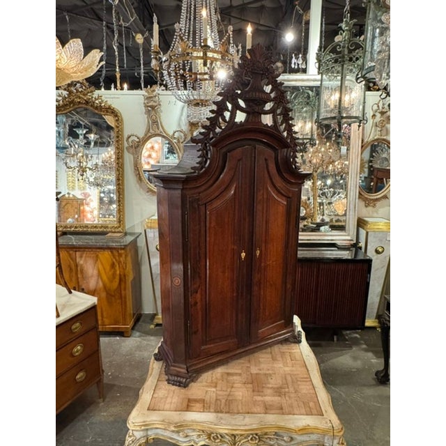 Traditional Rare 19th C. Italian Carved Walnut Table Hutch For Sale - Image 3 of 11