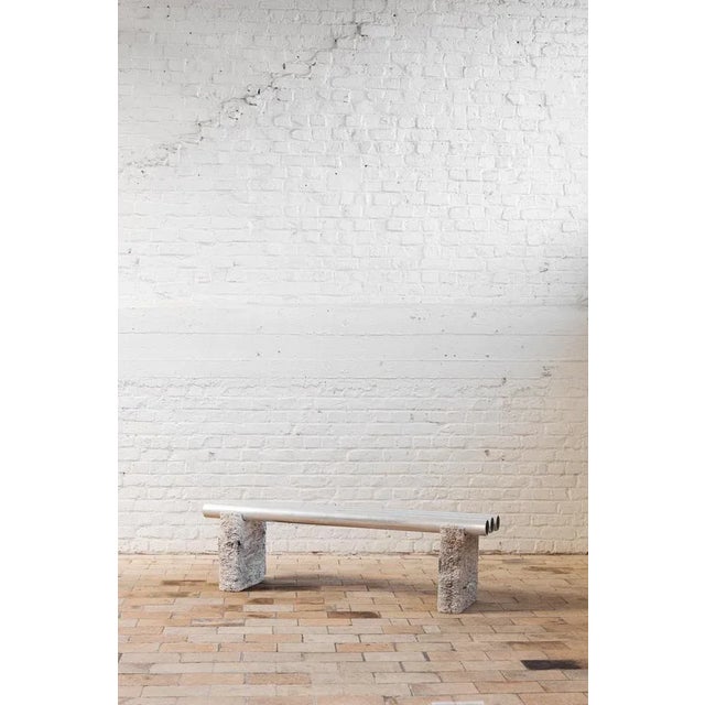 Foam bench by Arne Desmet Dimensions: D150 x W34 x H 44 cm Materials: Base: casted white concrete with color pigment,...
