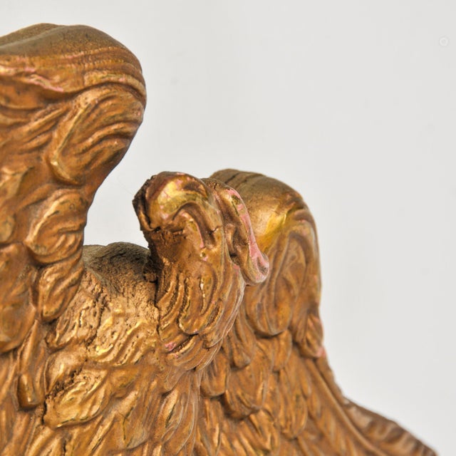 Large Antique Federal Eagle Convex Mirror Giltwood Bullseye Butler Mirror Circa 1920s For Sale - Image 10 of 16