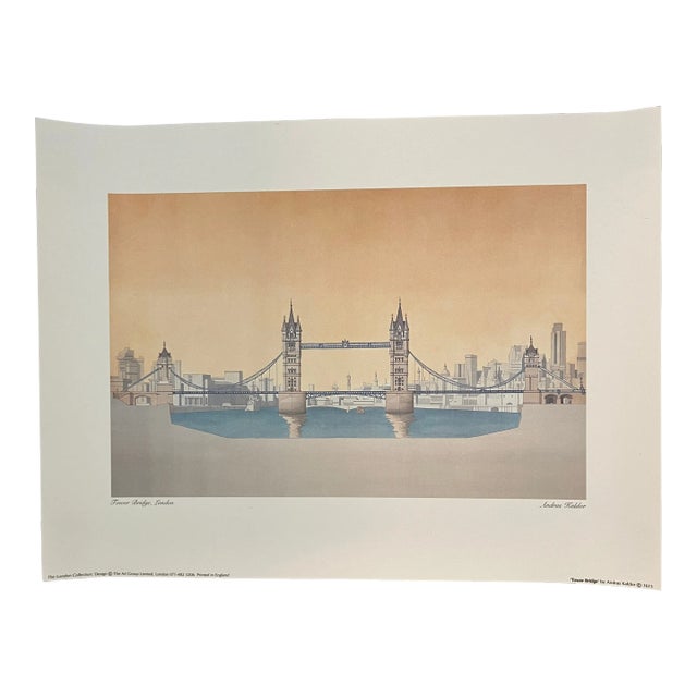 1990s Architectural Rendering Poster "Tower Bridge London" Andras Kaldor For Sale