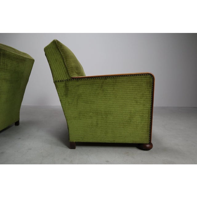 Green Set of Art Deco Club Chairs, 1930 For Sale - Image 8 of 18