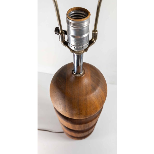 Brown Mid 20th Century Mid-Century Modern Sculptural Architectural Turned Walnut Table Lamp For Sale - Image 8 of 10