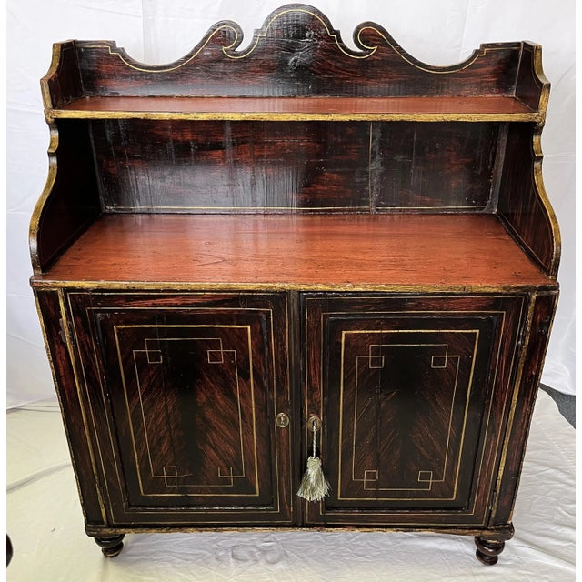 Great 19th century antique hand painted and decorated wood sideboard. The piece is made of solid wood with beautiful...