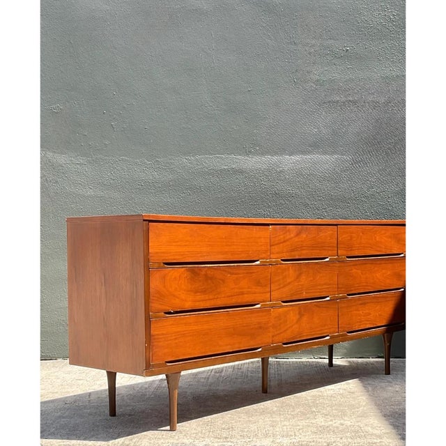 Vintage MCM Danish Teak Nine-Drawer Dresser For Sale - Image 12 of 13