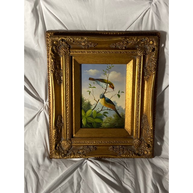 Bright and beautiful oil painting on wood. Gorgeous frame.