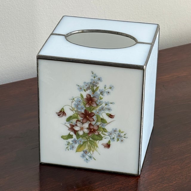 Late-20th Century Stained Glass Tissue Box Cover For Sale - Image 12 of 12