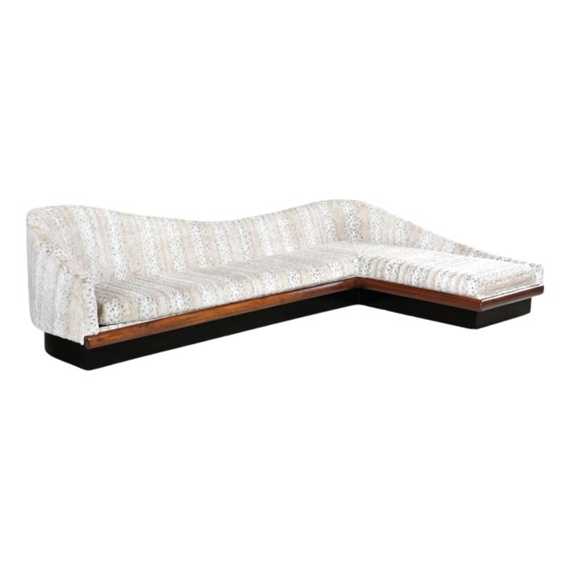 Faux Snow Leopard Restored Mid-Century Modern Adrian Pearsall Cloud Sofa Sectional For Sale