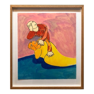Sandro Chia, Woodblock Heliorelief With Hand Painting "Novel" Italian Post Modernist Pop Art For Sale