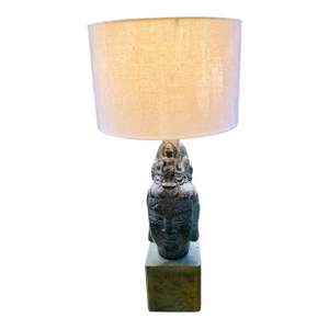 James Mont Ceramic Tara Buddha Head Lamp, Circa 1950