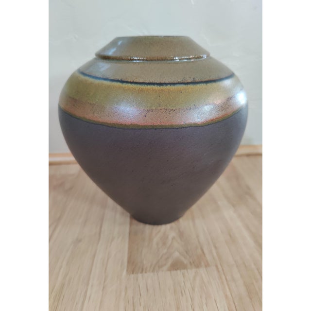 Up for sale is this Mid Century Studio Art Pottery Vase 4 Color glazed neutral browns well made studio art pottery that...