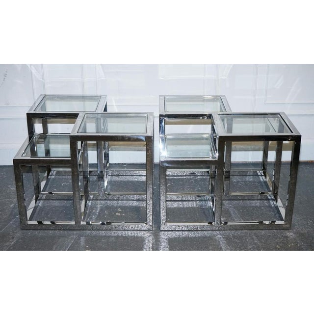 Art Deco Style Glass and Polished Stainless Steel Side Tables from Casa Padrino, Set of 2 For Sale - Image 13 of 16