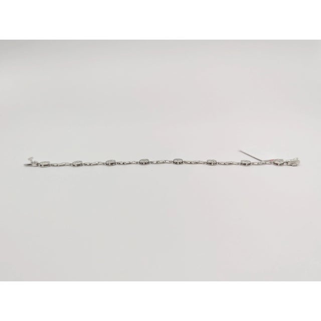 Early 21st Century White Diamond Bezel Cluster Bracelet in 14K White Gold For Sale - Image 5 of 6