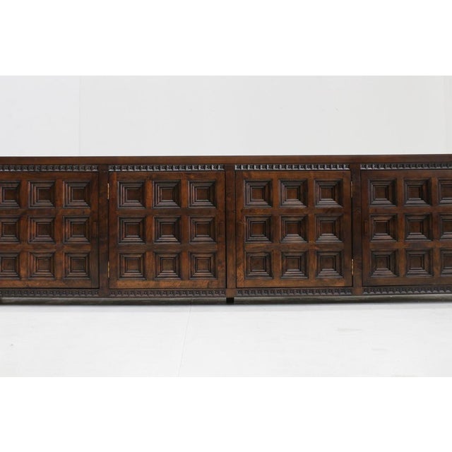 Spanish Brutalist Credenza in Wood, 1960s For Sale - Image 11 of 13