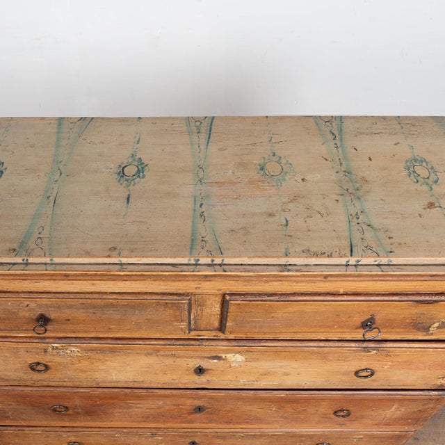 Early 19th Century Early 19th Century Swedish Original Painted Pine Chest of Five Drawers For Sale - Image 5 of 13