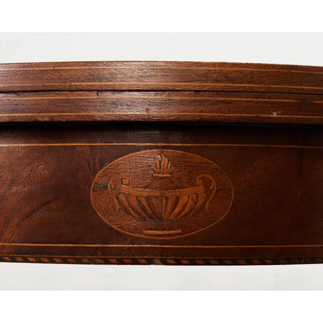 Brown Neoclassical Style English Mahogany Demilune Fliptop Console For Sale - Image 8 of 12