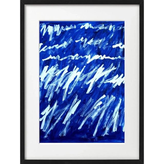 Blue 19.6" X 25.5" - Set of 6 'Writings' Cy Twombly Inspired Abstract Original Art Installation For Sale - Image 8 of 13