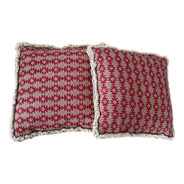 Vintage Geometric Design Needlepoint Pillows For Sale