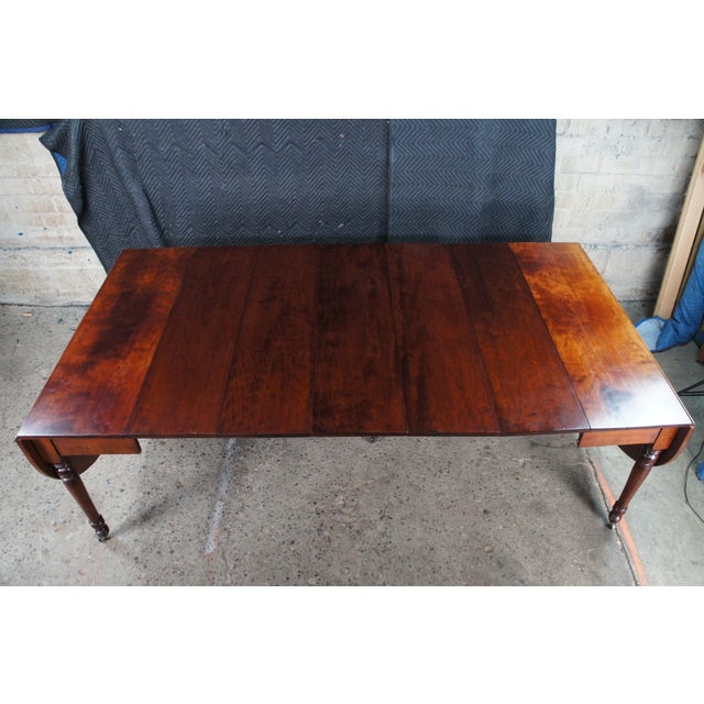 Brown Antique American Victorian Cherry Oval Drop Leaf Farmhouse Dining Table 126" For Sale - Image 8 of 12